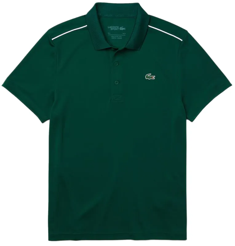Lacoste Men’s Sport Contrast Piping Breathable Piqué Polo Shirt - green Lacoste Men’s Sport Contrast Piping Breathable Piqué Polo Shirt - green