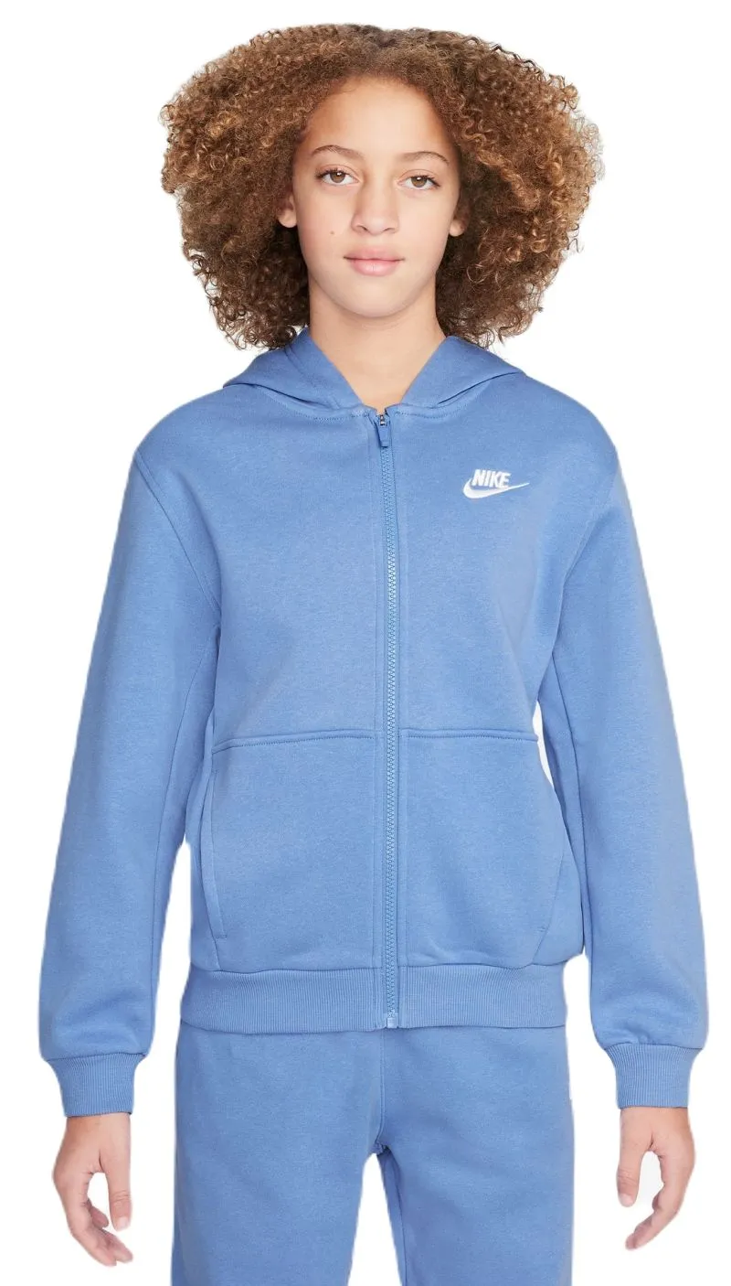 AURORA_FD3004-450_PHSFM001-2000 Nike Kids Club Fleece Full-Zip - polar/white