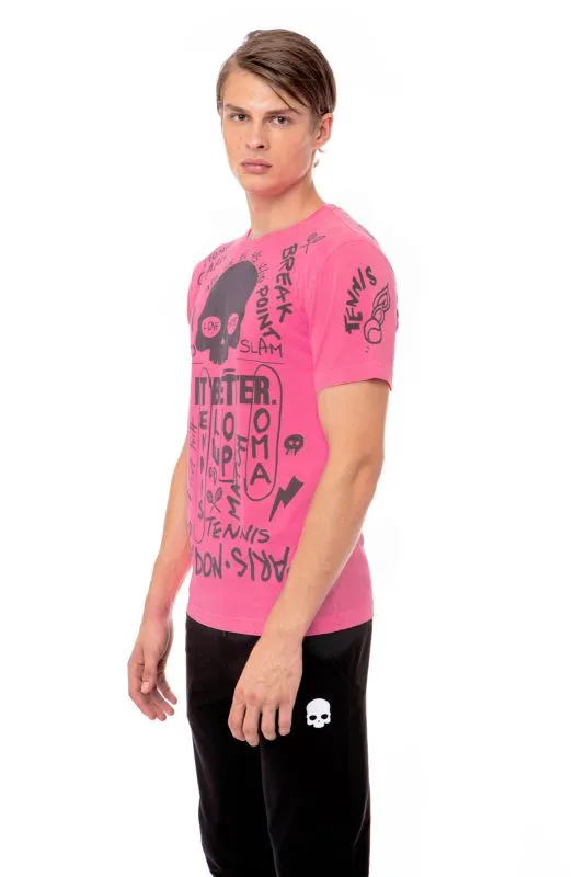 Hydrogen Graffiti Tee Man - fluo fuchsia