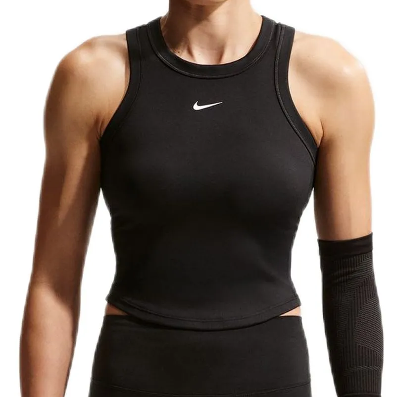 Nike One Fitted Dri-Fit Short Sleeve Crop Tank - black/white
