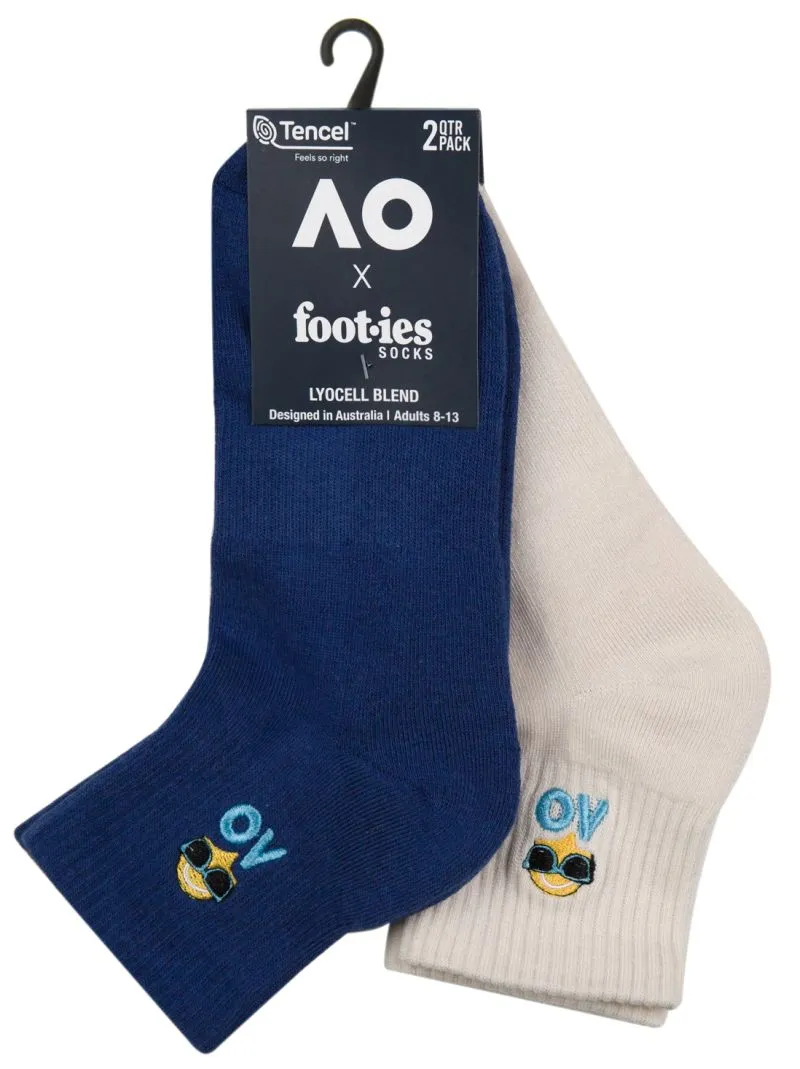 Australian Open Tennis Ball Quarter Crew Socks 2P