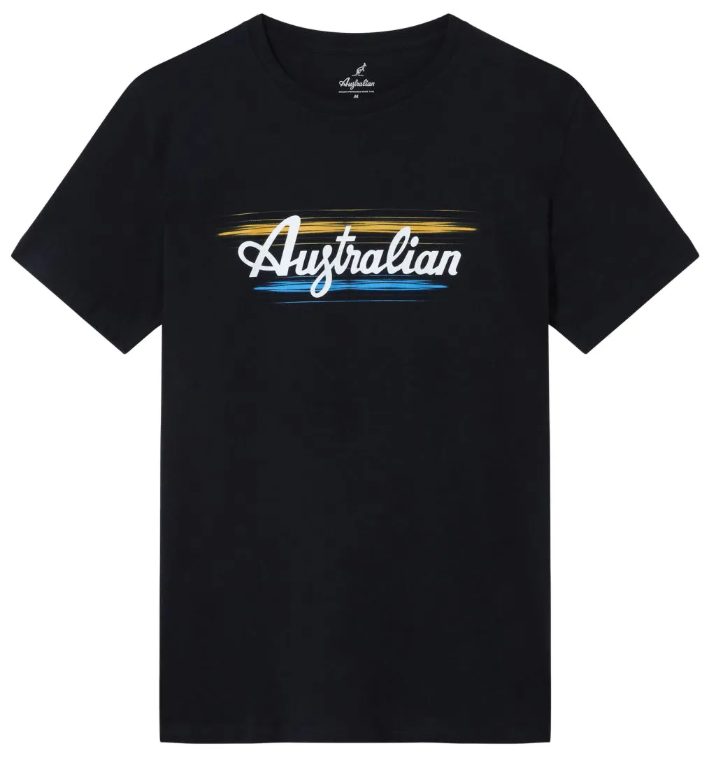Australian Cotton T-Shirt Brush Line Print - blu navy Australian Cotton T-Shirt Brush Line Print - blu navy