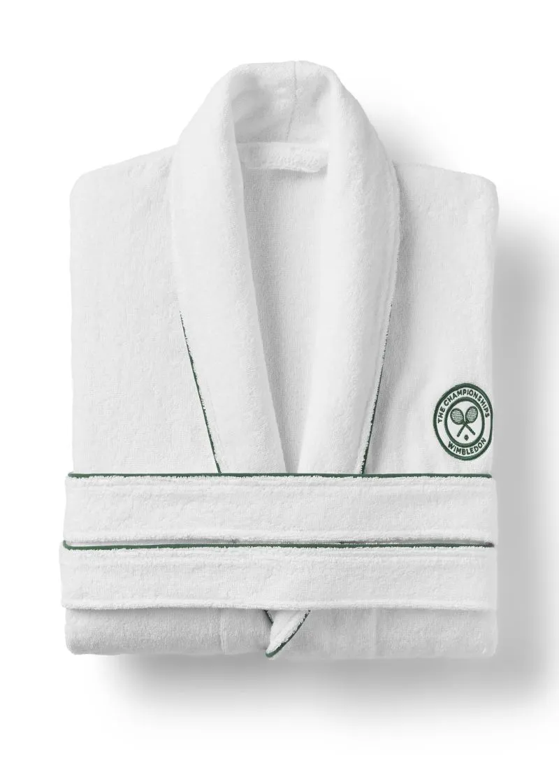 Wimbledon Cotton Terry Baseline Robe - white/green