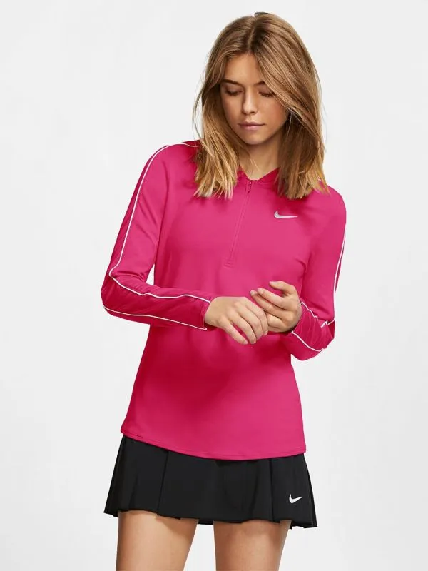 nike-court-women-dry-1-2-zip-top-vivid-pink-white-white-white-3 Nike Court Women Dry 1/2 Zip Top - vivid pink/white/white/white
