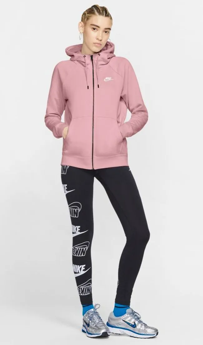 Nike Sportswear Essential Hoodie FZ Fleece W - pink glaze/white