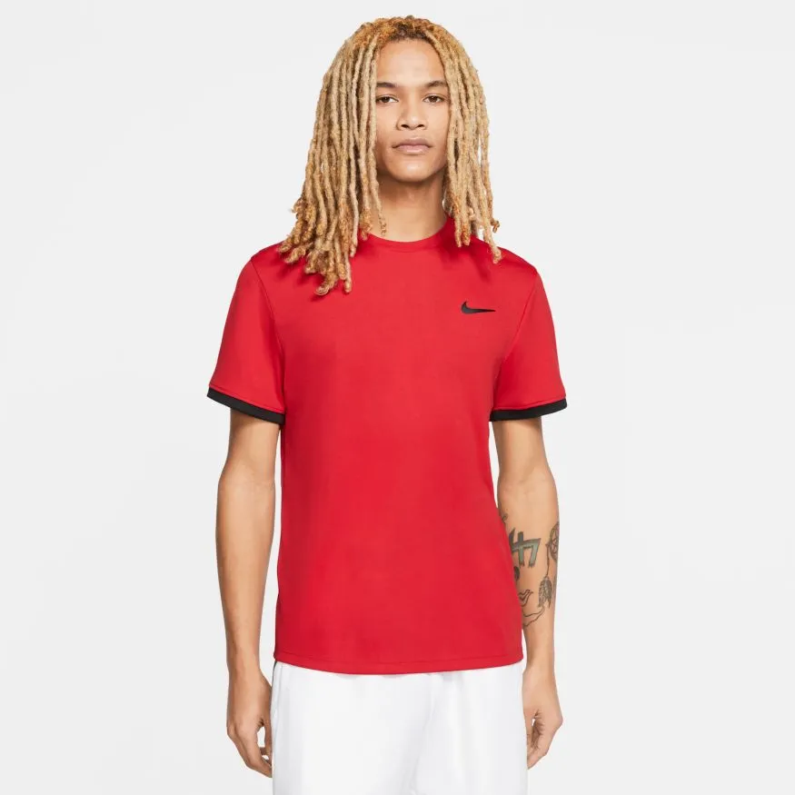Nike Court Top SS - gym red/black/black/black
