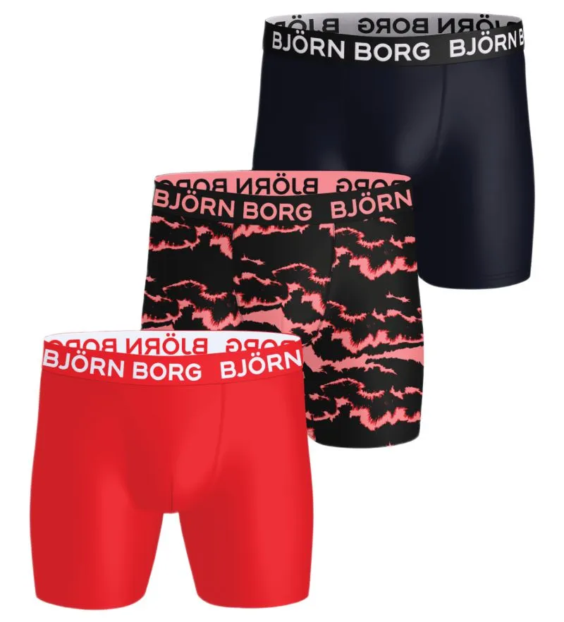 Björn Borg Sports Microfiber 3P - print/red/navy blue