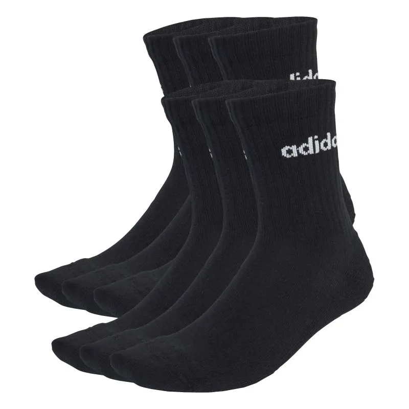 Socks Adidas Linear Crew Cushioned 6P - black/white - Black