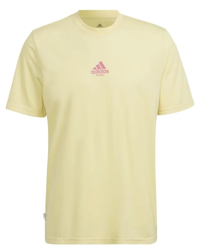 HN1210_2_APPAREL_Photography_Front-Center-View_white Adidas Padel Tee - almost yellow
