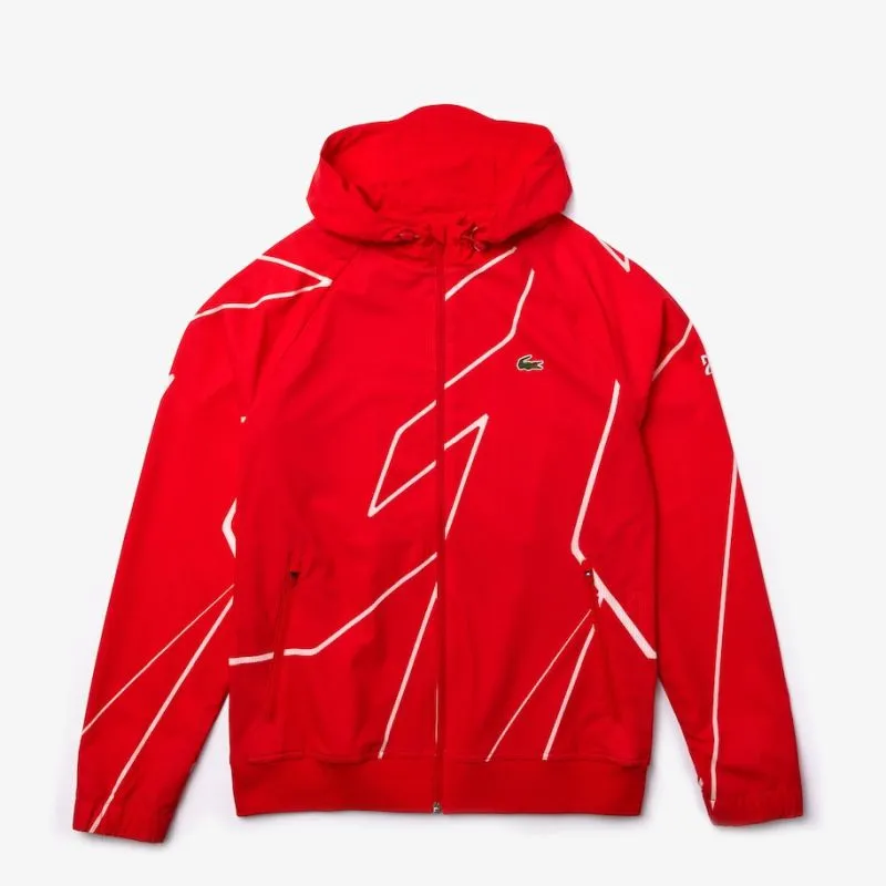 Lacoste Men's SPORT French Open Hooded Zip Jacket - red/white