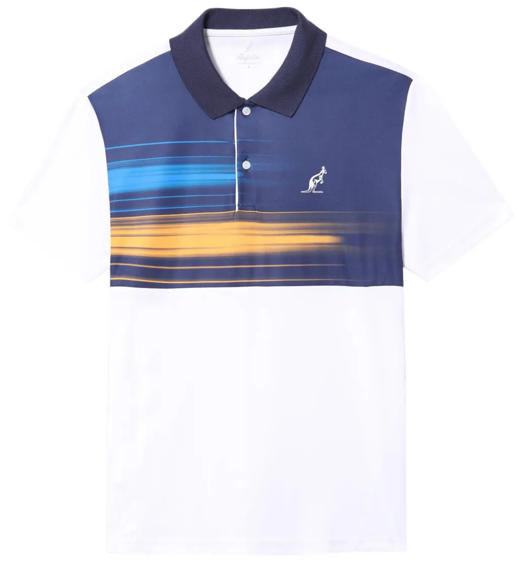 Australian Polo Ace Brush Line Print - bianco