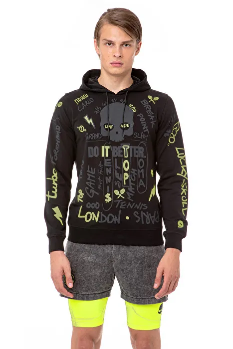 Hydrogen Graffiti Hoodie Man - black
