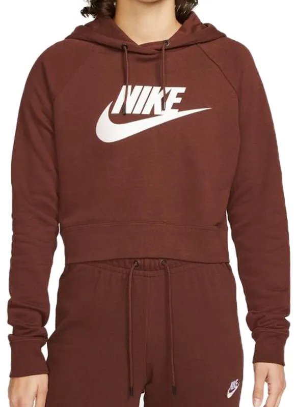 Nike Sportswear Essential Hoodie Fleece GX Crop W - bronze eclipse/white