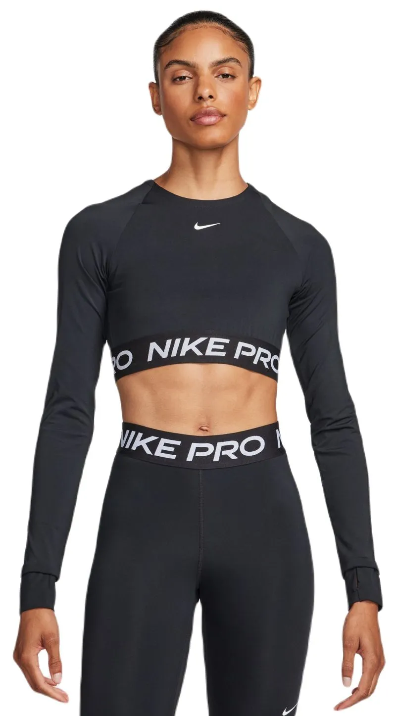 AURORA_FV5484-010_PHSFM001-2000 Nike Pro 365 Dri-Fit Cropped Long-Sleeve Top - black/white