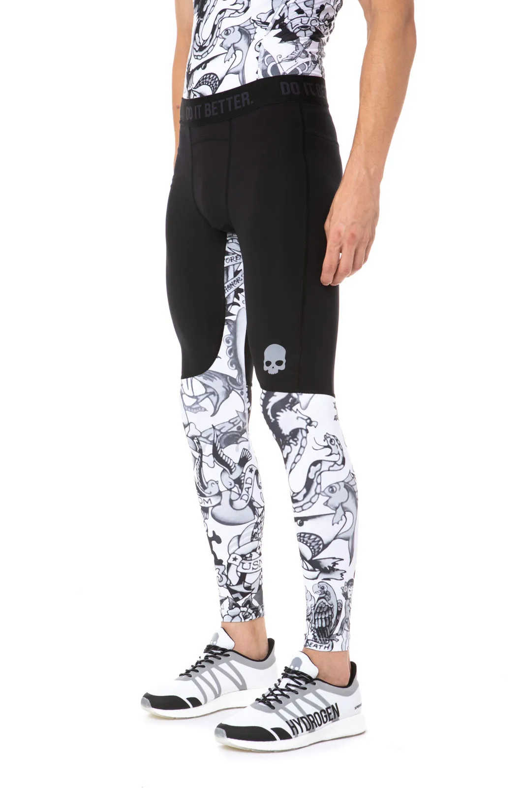 Hydrogen Printed Leggings Man - grey