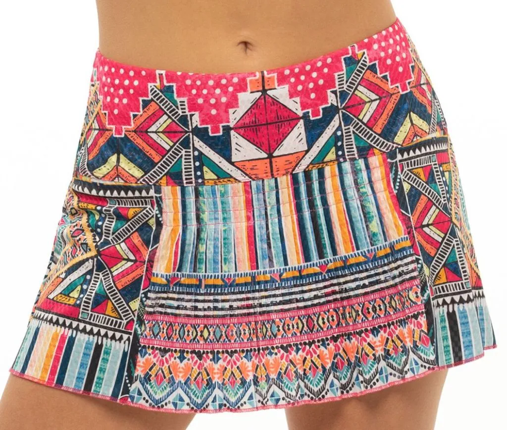 Lucky in Love Pretty in Ink Around The Block Pleated Skirt - shocking pink