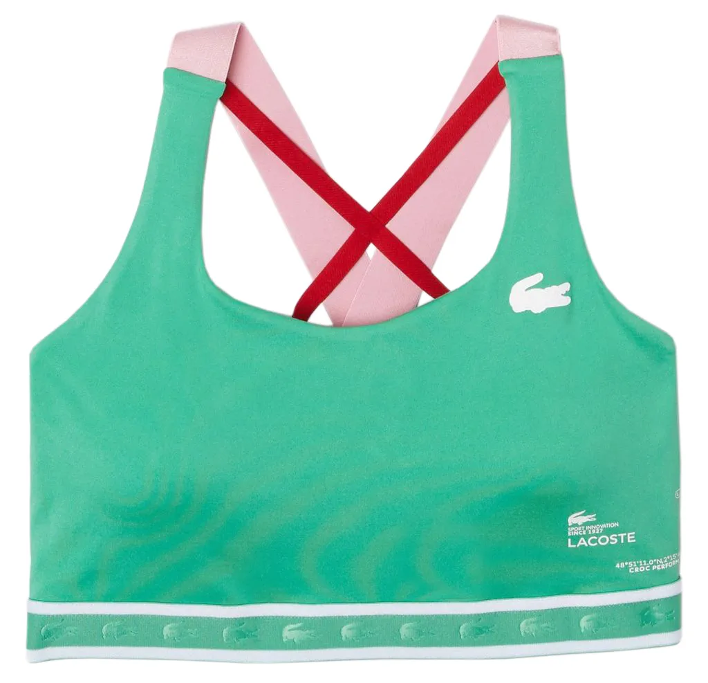 Lacoste SPORT Criss-Crossing Straps Sports Bra - green/pink/red