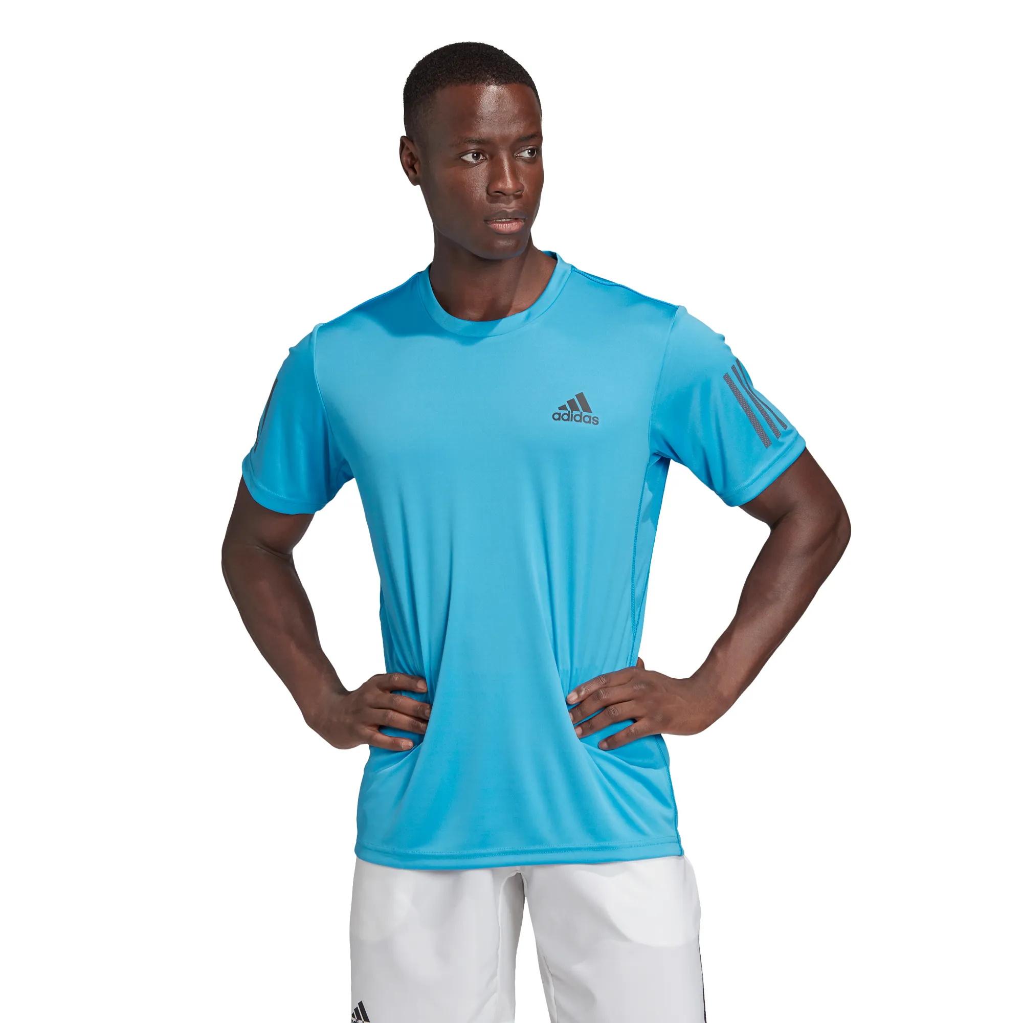 Adidas Club 3 Stripe Tee - fresh splash/grey six