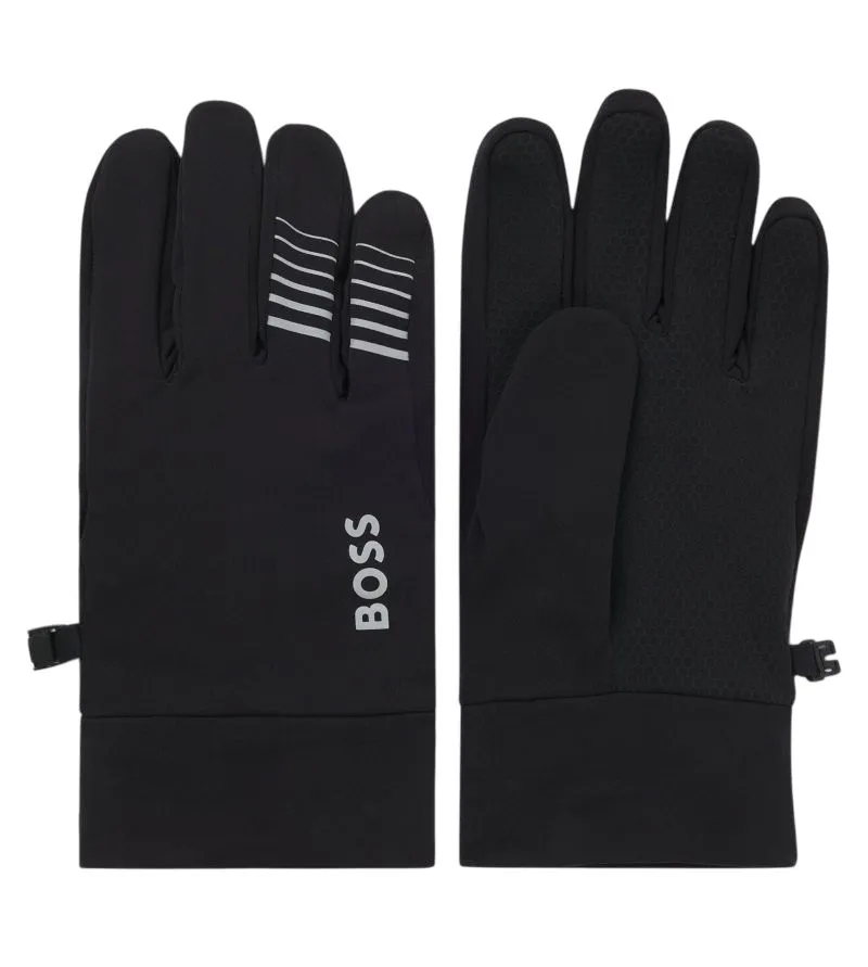 BOSS Active Running Gloves In Stretch Fleece - black