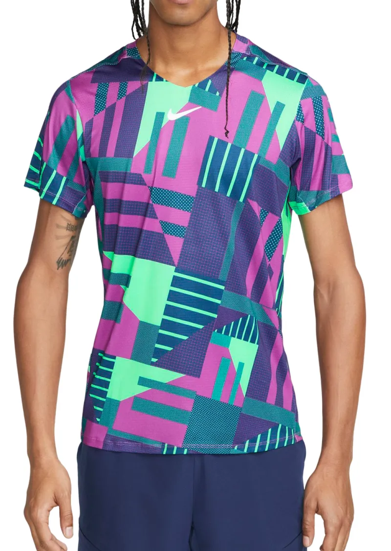Nike Court Dri-Fit Adventage Printed Crew Top - vivid purple/white Nike Court Dri-Fit Adventage Printed Crew Top - vivid purple/white