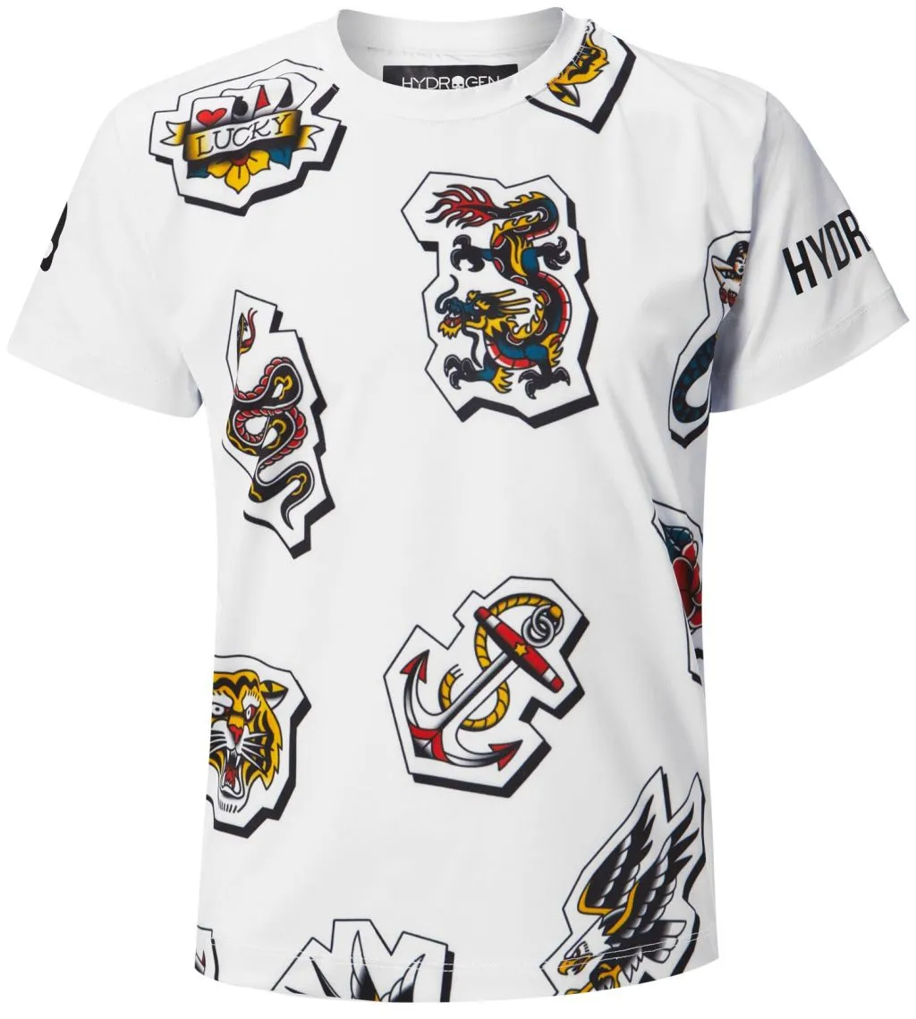 Hydrogen Tattoo Tech Tee Kids - white