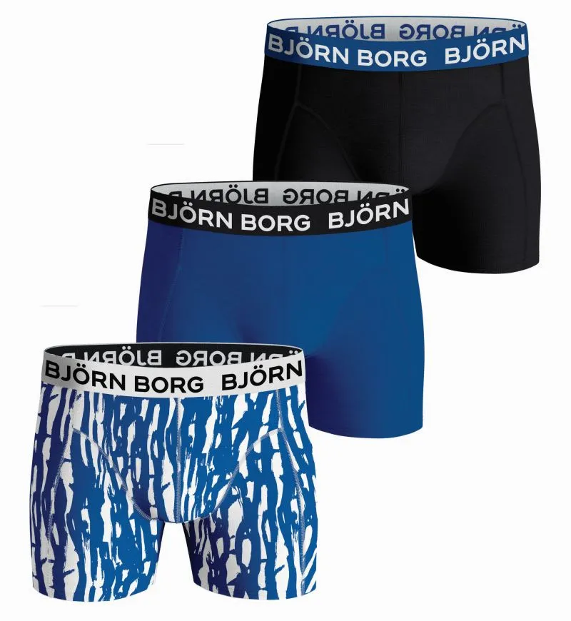 Björn Borg Cotton Stretch Boxer 3P - black/blue/print Björn Borg Cotton Stretch Boxer 3P - black/blue/print