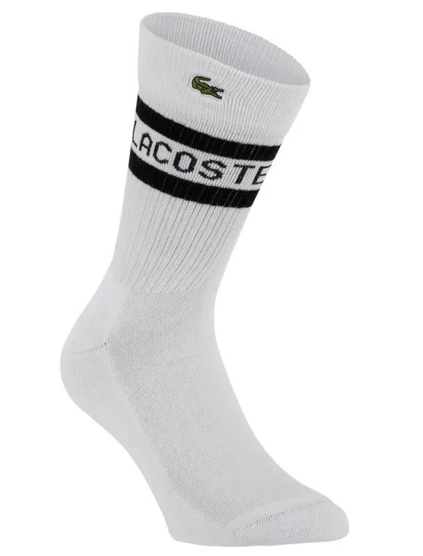 Lacoste Men's SPORT Lettered Cotton Blend Socks - white/black