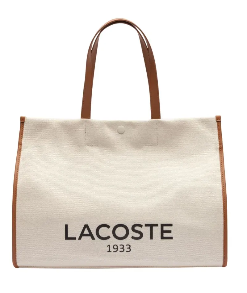 Lacoste Unisex Large Heritage Canvas Tote - natural