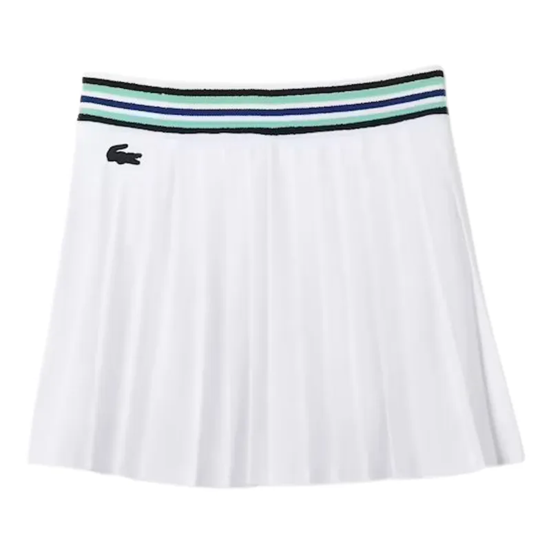 Lacoste Women’s SPORT Breathable Piqué Tennis Skirt - white/blue/green/navy blue