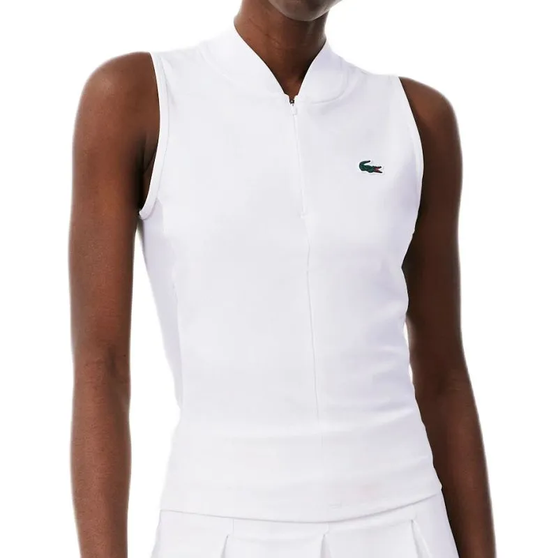 Lacoste Sleeveless Stretch Dual Fabric Tennis - white