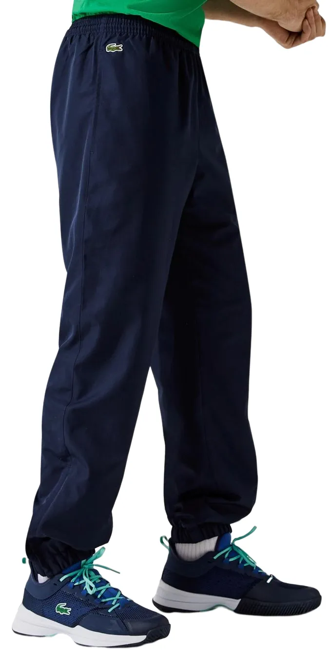 Lacoste Men's Tennis Trackpants In Diamond Weave Taffeta - navy blue Lacoste Men's Tennis Trackpants In Diamond Weave Taffeta - navy blue