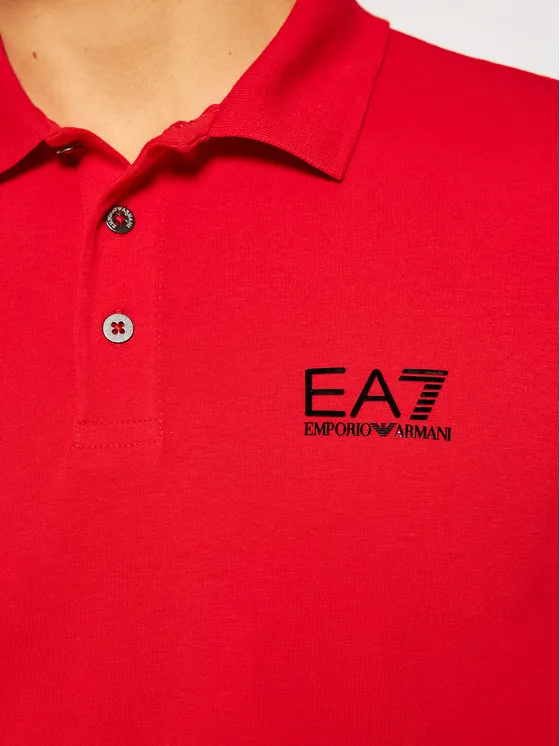 EA7 Man Jersey Polo Shirt - racing red