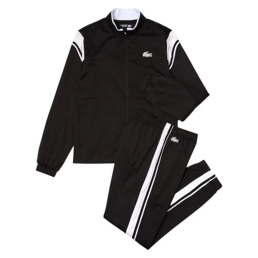 Lacoste Sport Contrast Details Lightweight Tracksuit M - black/white