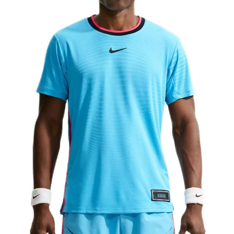 Nike Court Slam Aero-Fit Short Sleeve - baltic blue/black Nike Court Slam Aero-Fit Short Sleeve - baltic blue/black