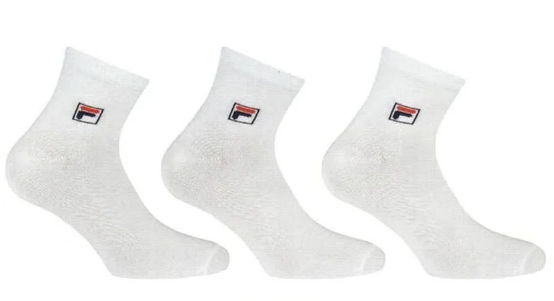 Fila Quarter Plain Socks Mercerized Cotton - 3 pary/white
