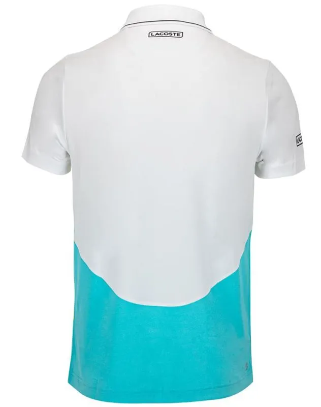 lacoste-men-s-lacoste-sport-ultra-dry-pique-zip-tennis-polo-shirt-white-turquois-2 Lacoste Men's Lacoste SPORT Ultra-Dry Piqué Zip Tennis Polo Shirt - white/turquois