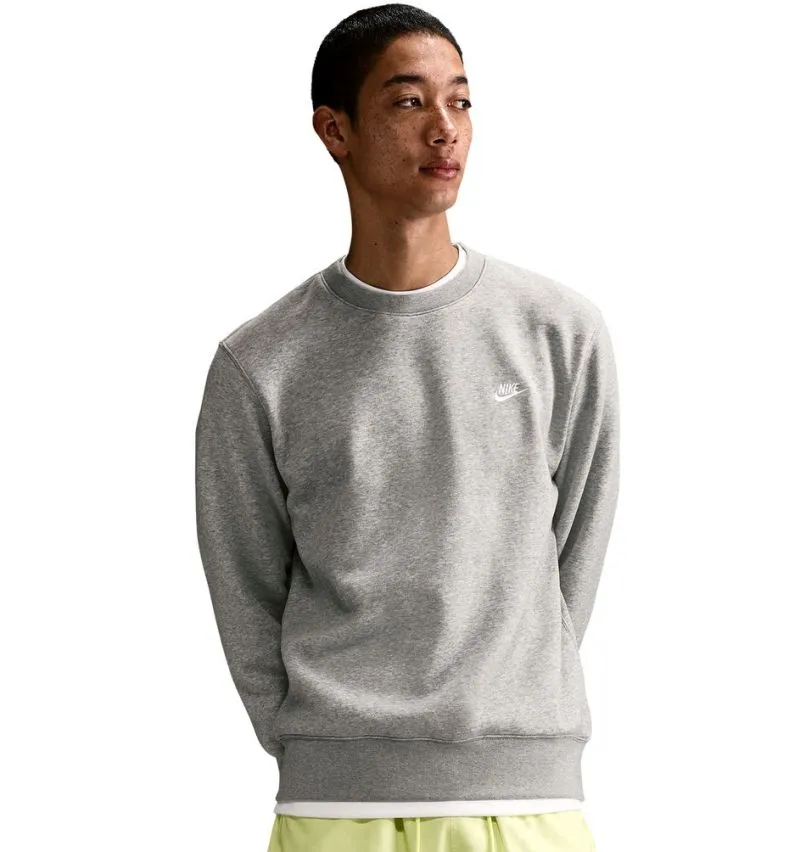 Nike Club Fleece Crew - dark grey heather/white Nike Club Fleece Crew - dark grey heather/white