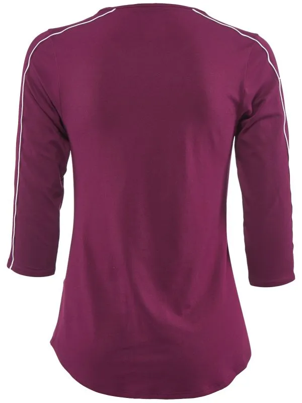 Nike Court Women 3/4 Sleeve Top - bordeaux/white