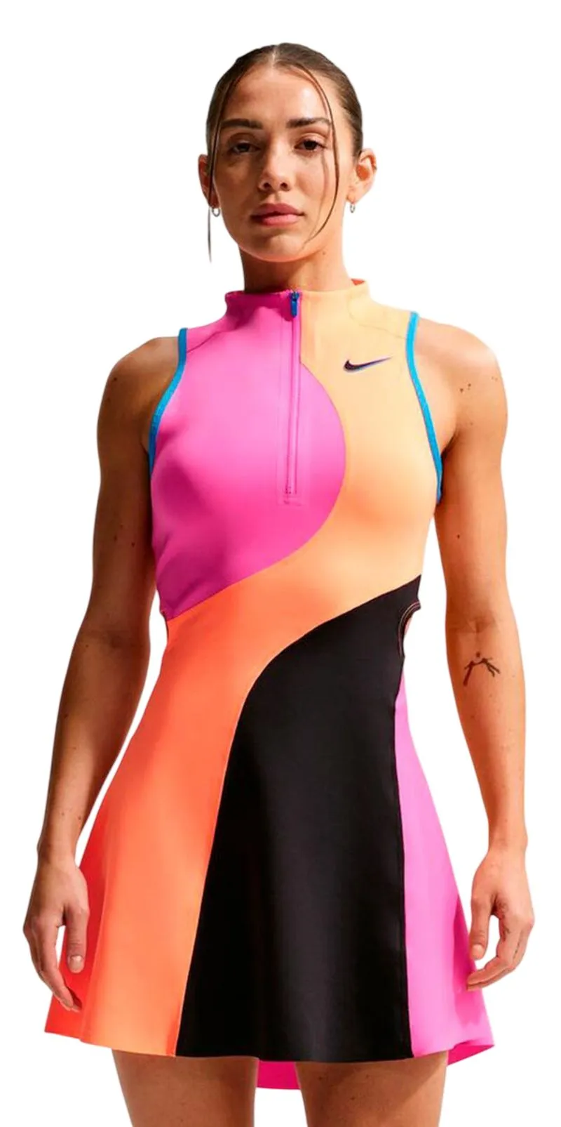 tennis nike dresses Women's Victory Dri-FIT Dress- FQ1780-010 ribbed panels at the underarms for added stretch on swings Nike Women's Court Slam Dri-FIT