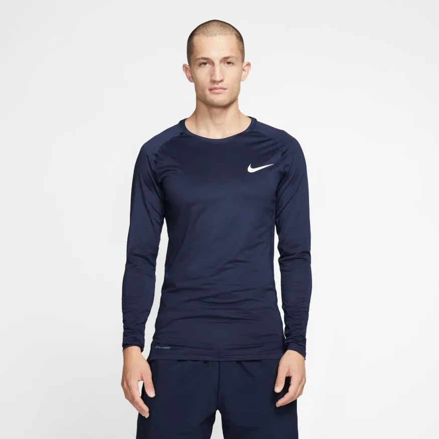 Nike Pro Top LS Tight - obisidian/white