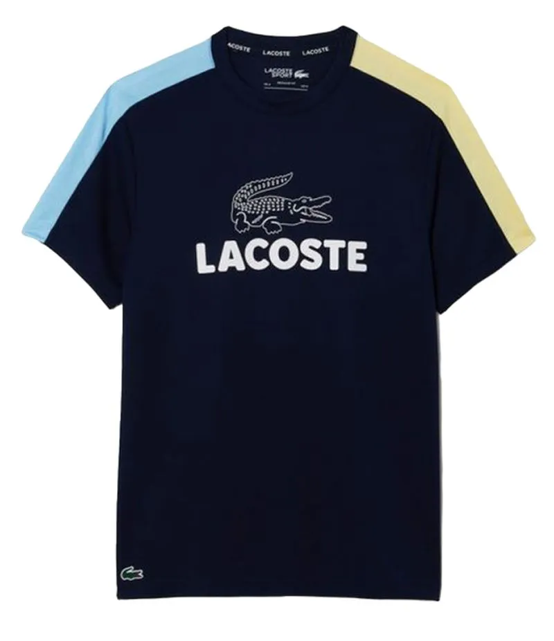 Lacoste Ultra-Dry Printed Colour-Block Tennis - navy blue/blue/yellow Lacoste Ultra-Dry Printed Colour-Block Tennis - navy blue/blue/yellow