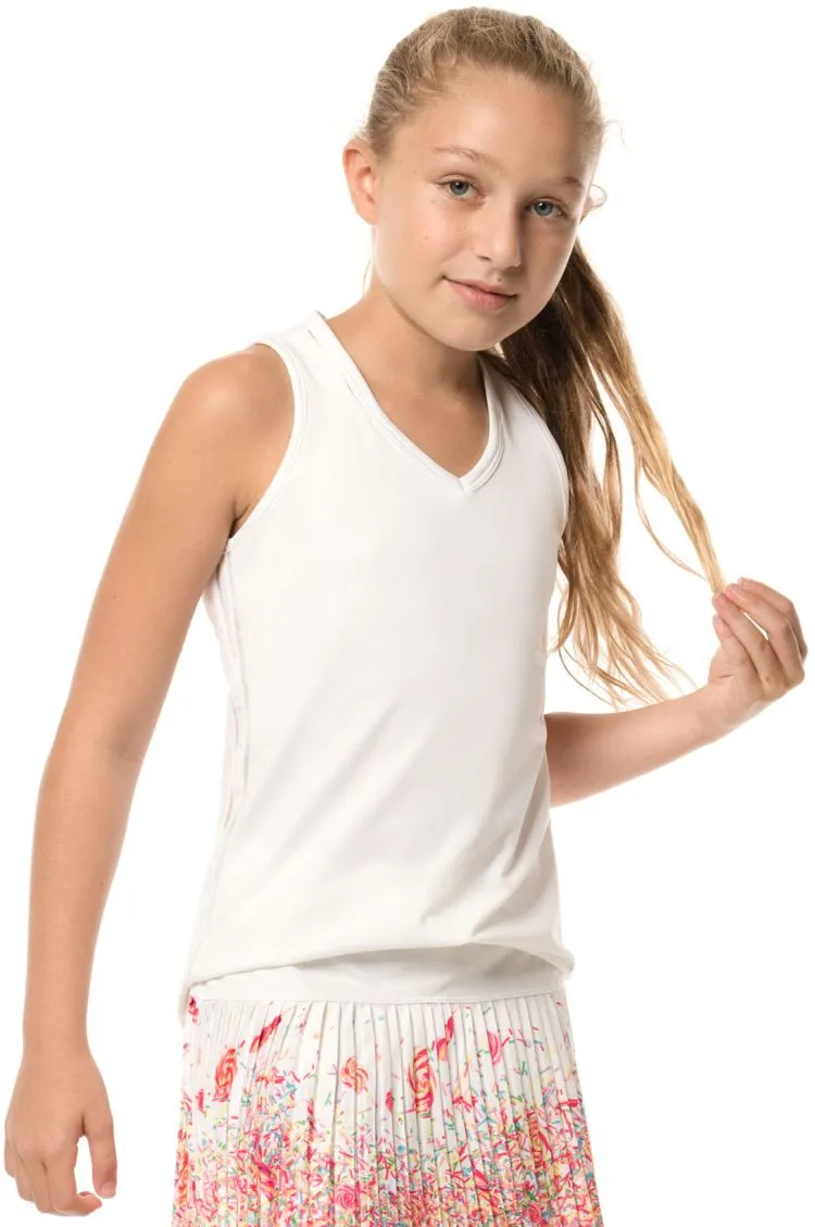 Lucky in Love Core V-Neck Cutout Tank Girls - white
