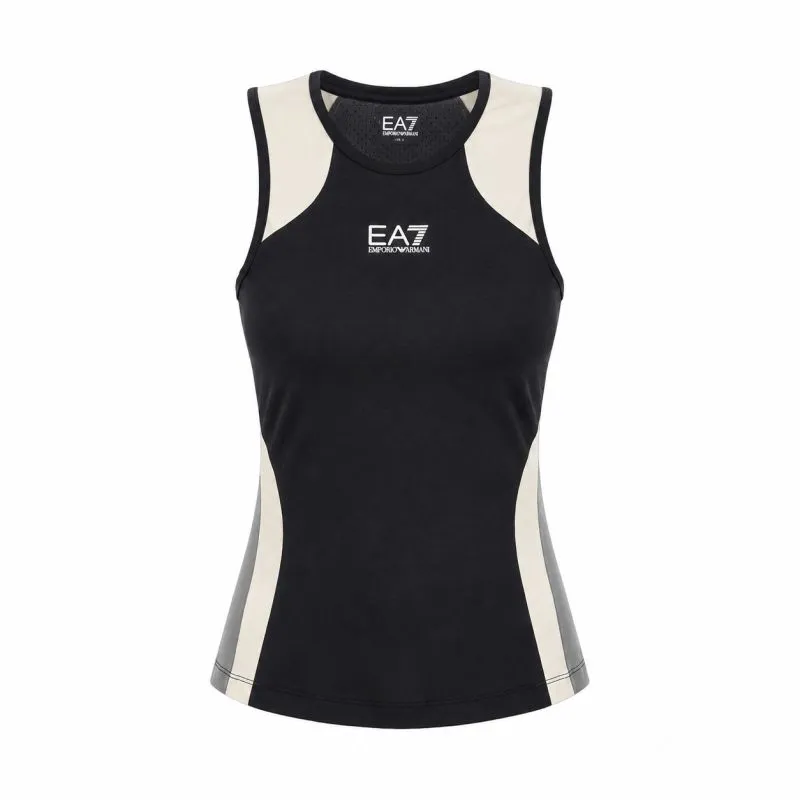 EA7 Women Jersey Tank - black/butter/asphalt