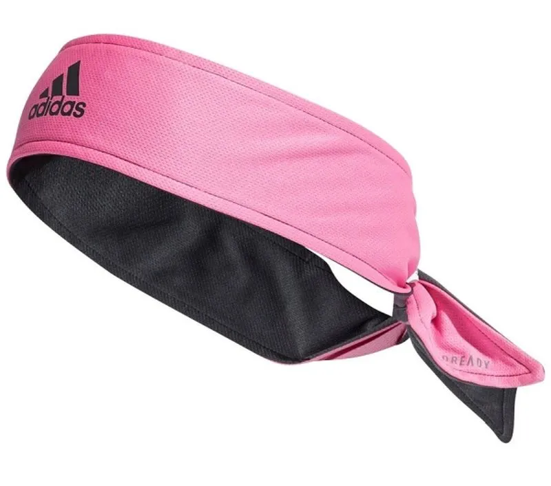 Adidas Tennis Two-Color Aeroready Reversible Headband (OSFM) - screaming pink/grey