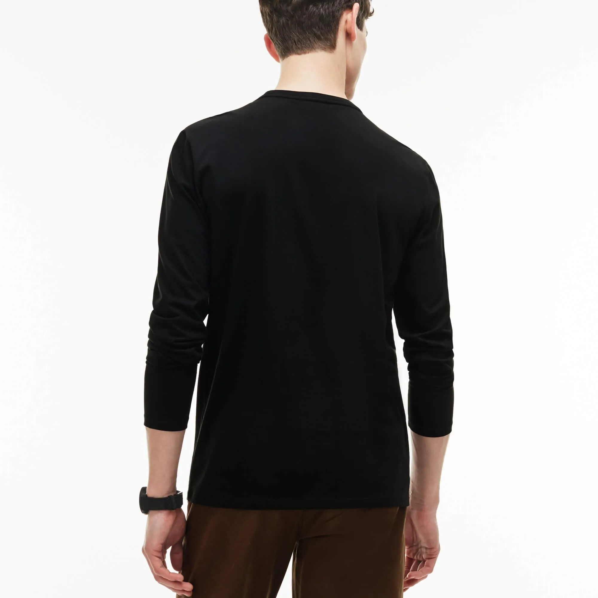 Lacoste Men's Crew Neck Pima Cotton Jersey T-shirt Long Sleeve - black