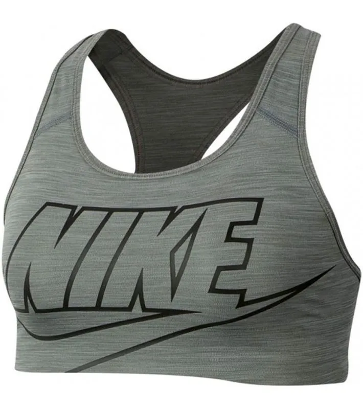 Nike Swoosh Futura Bra W - smoke grey/heather/black