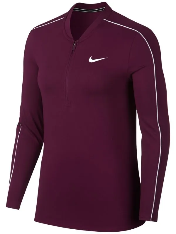 nike-court-women-dry-1-2-zip-top-bordeaux-white-1 Nike Court Women Dry 1/2 Zip Top - bordeaux/white