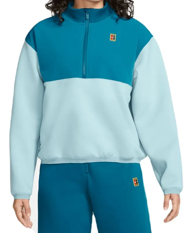 Nike Court Dri-Fit Heritage 1/2-Zip Tennis Jacket - ocean bliss/green abyss