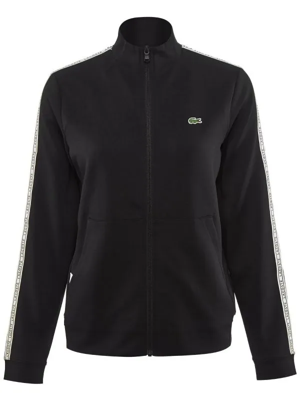 Lacoste Women's SPORT Side-Striped Logo Tape Zip Tennis Sweatshirt - black/white