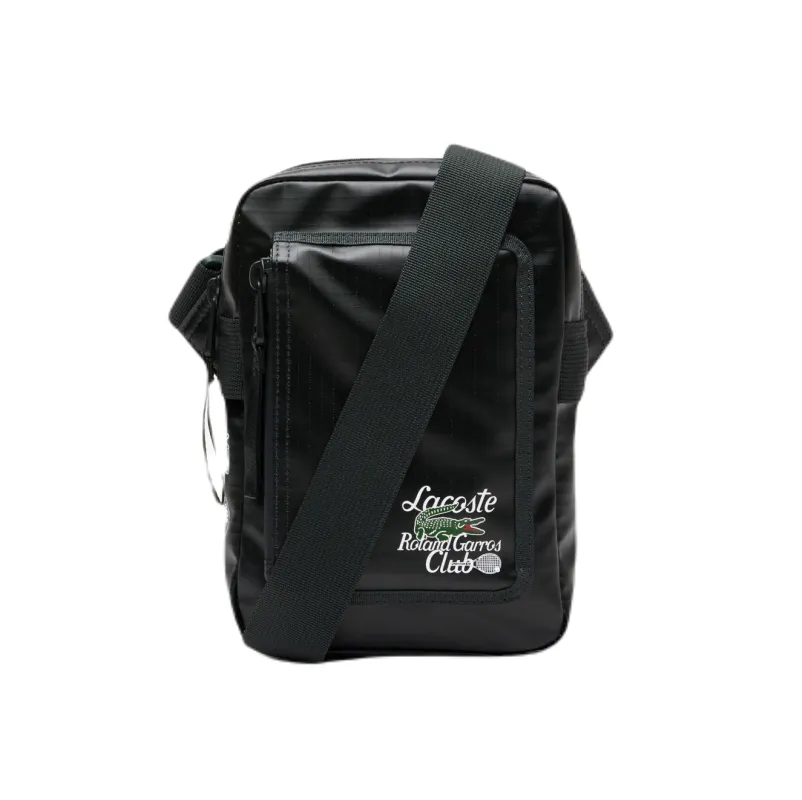 NH4263RG_B43_24 Lacoste Roland Garros Edition Contrast Print Vertical Messenger Bag - sinople